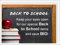 Keep your eyes open for our special Back to School items and save A LOT! Keep your eyes open for our special Back to School items and save A LOT!